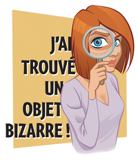 Dessin couleur montrant une femme regardant dans une loupe.