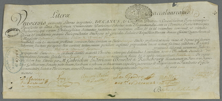 Document manuscrit rédigé en latin et au bas duquel plusieurs personnes ont signé.