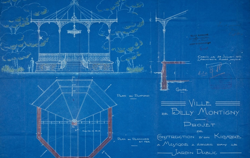 Plan couleur d'un kiosque à musique.