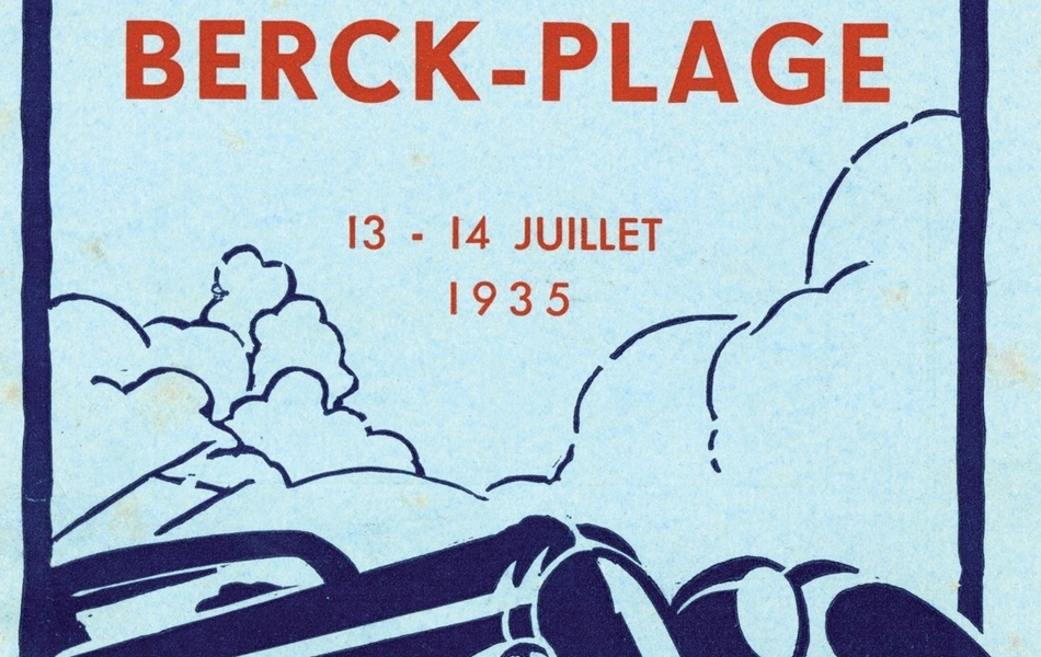 Couverture couleur imprimée sur laquelle on lit "A.C.N.F. 4e rallye automobile de Berck-plage. 13-14 juillet 1935. Avec le concours du journal le Matin". L'illustration proposée met en scène le capot d'une voiture élancée à grande vitesse.