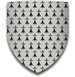 Blason blanc recouvert d'hermine noire.