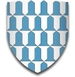 Blason blanc recouvert de vair bleu.