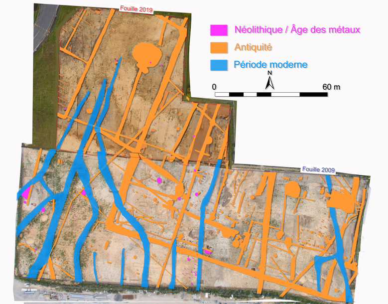 Vues aériennes de l'ensemble des vestiges.