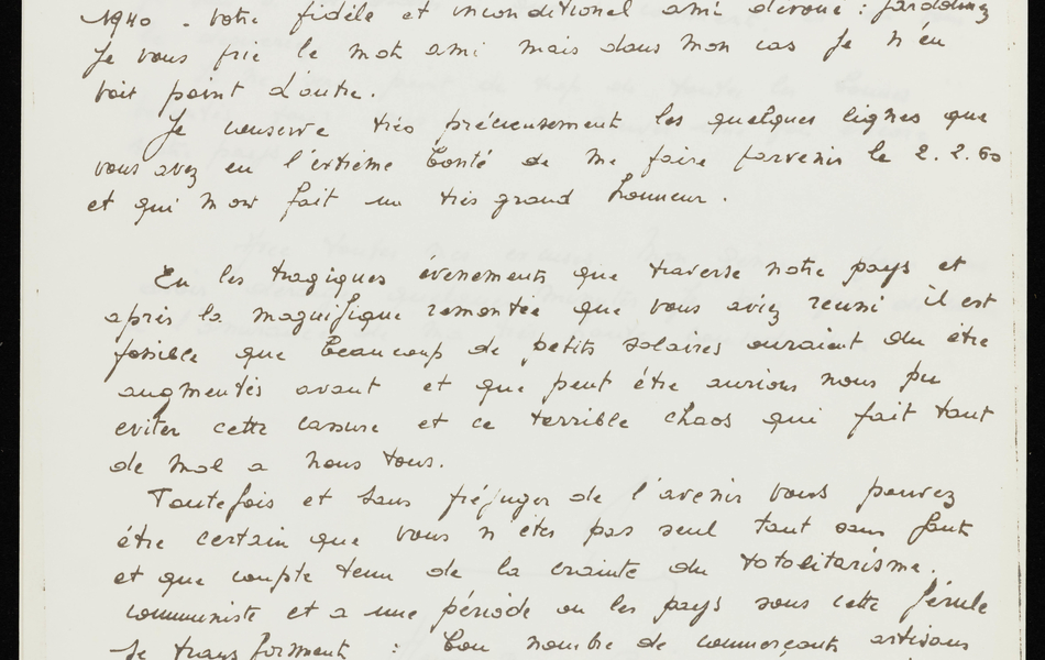 Lettre manuscrite : Fampoux, le 18 juin 1968. Monsieur le Président de la République, Mon Général, En cet anniversaire...".