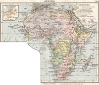 Carte colorisée de l'Afrique découpée en pays et figurant les colonies des puissances européennes.
