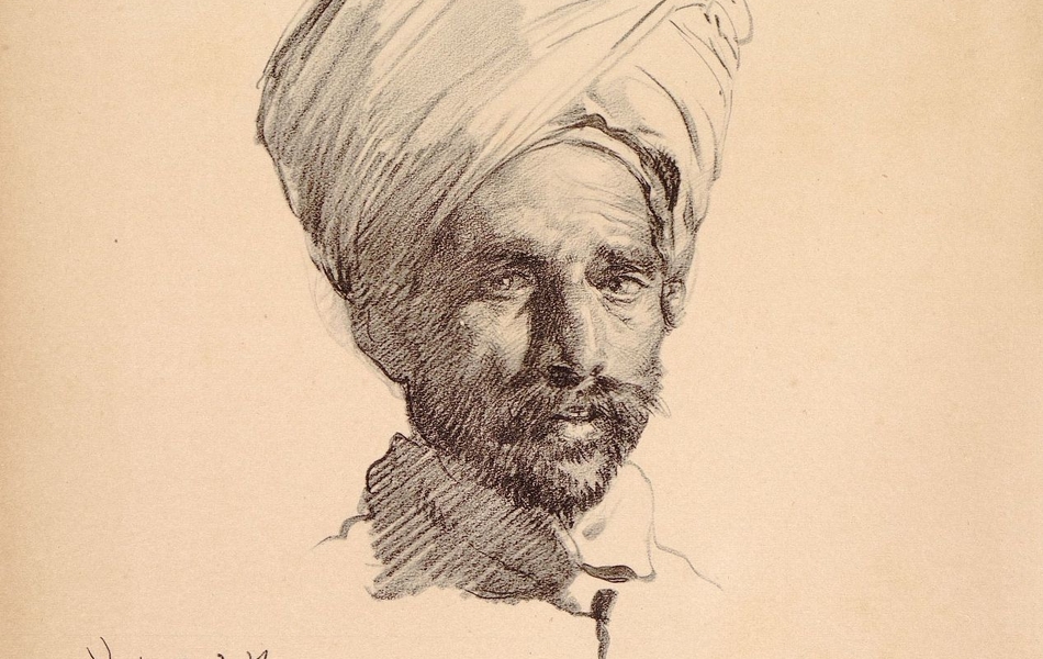 Dessin d'un soldat indien coiffé d'un turban.