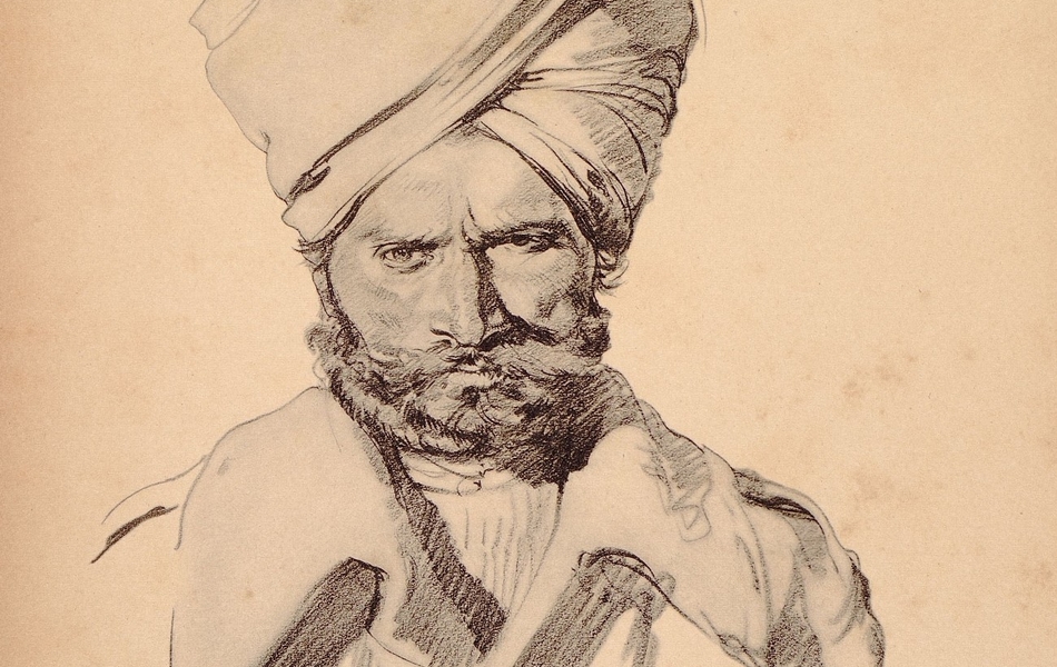 Dessin d'un soldat indien coiffé d'un turban.