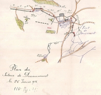 Plan couleur du village et du fort de Douaumont. 