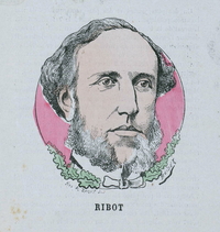 Portrait couleur en médaillon d'un homme barbu.