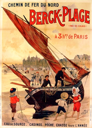 Affiche couleur montrant un bateau amarré.