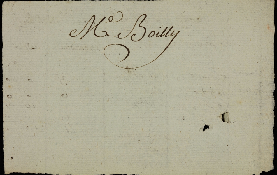Document manuscrit que lequel on dit : "Me Boilly".