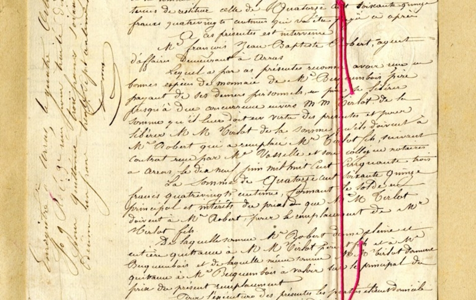 Texte manuscrit retranscrit ci-dessous.