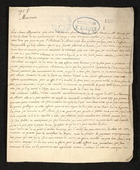 Lettre manuscrite retranscrite ci-contre.