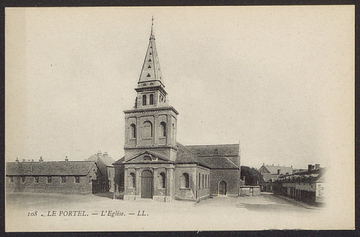 Photographie noir et blanc de l'ancienne église du Portel