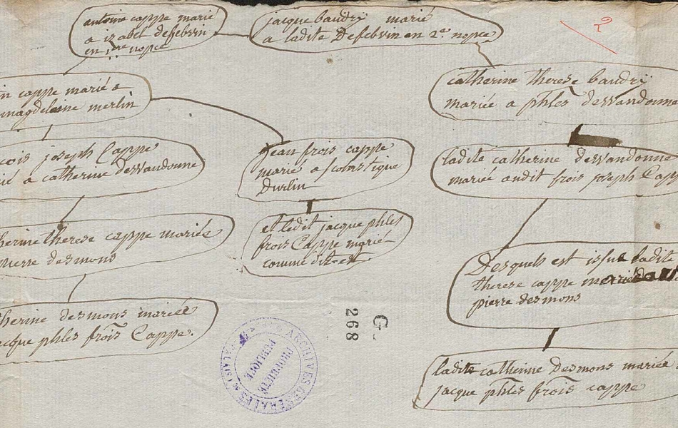 Arbre généalogique des familles Cappe et Desmons.