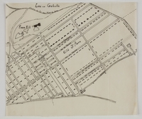 Plan manuscrit représentant un quartier d'une ville.