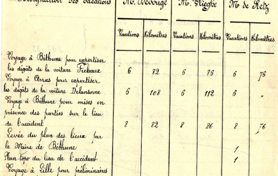 Document manuscrit sous forme de tableau