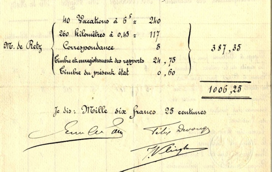 Document manuscrit sous forme de tableau