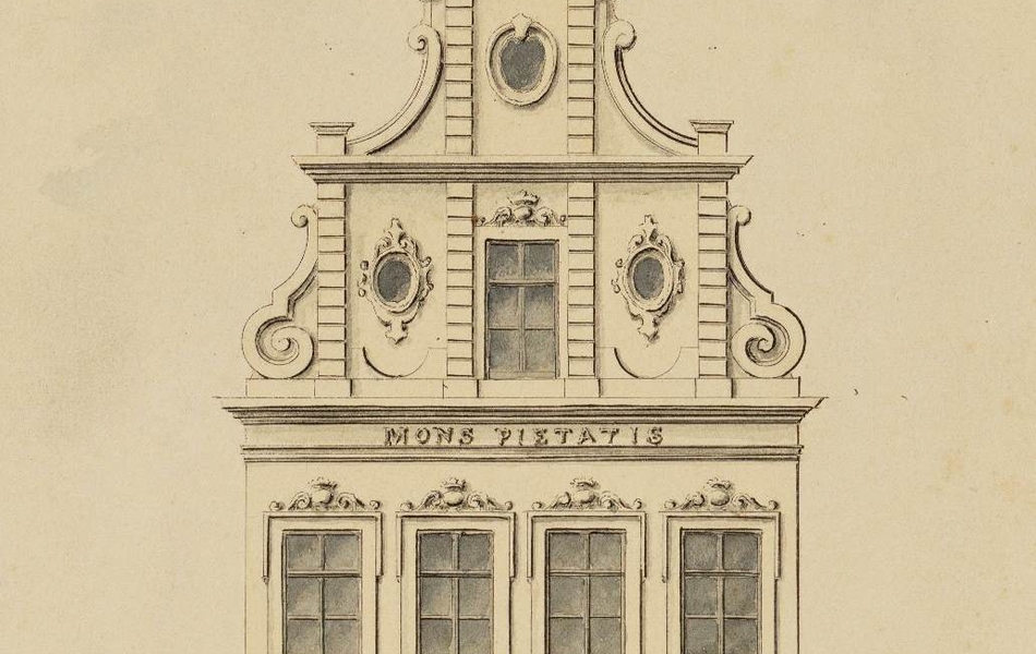 Aquarelle couleur montrant la façade d'une maison à deux niveaux.