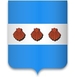 Blason bleu traversé par une bande blanche sur laquelle on voit trois coquilles rouges.