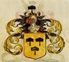Blason jaune dans lequel on voit trois maillets noirs.