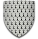 Blason blanc recouvert d'hermine noire.