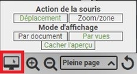 Icône et options d'affichages disponibles du visualiseur des archives numérisées