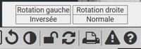 Icône et options de la fonctionnalité Rotation du visualiseur des archives numérisées