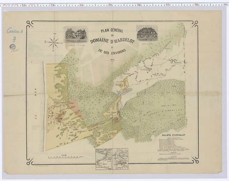 plan du domaine d'Hardelot tel qu'il a été acheté par John R. Whitley à la Belle Epoque comprenant le château d'Hardelot et 400 hectares de front de mer